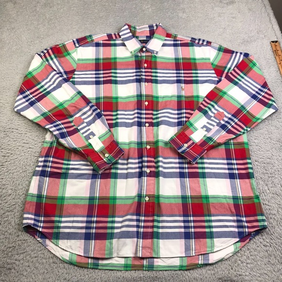 Ralph Lauren Other - Ralph Lauren Shirt Mens XLT Red Plaid Cotton Button Down Flesh Pony Logo LS